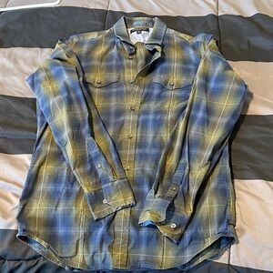 Banana Republic Blue and Olive Plaid Button-Down Shirt